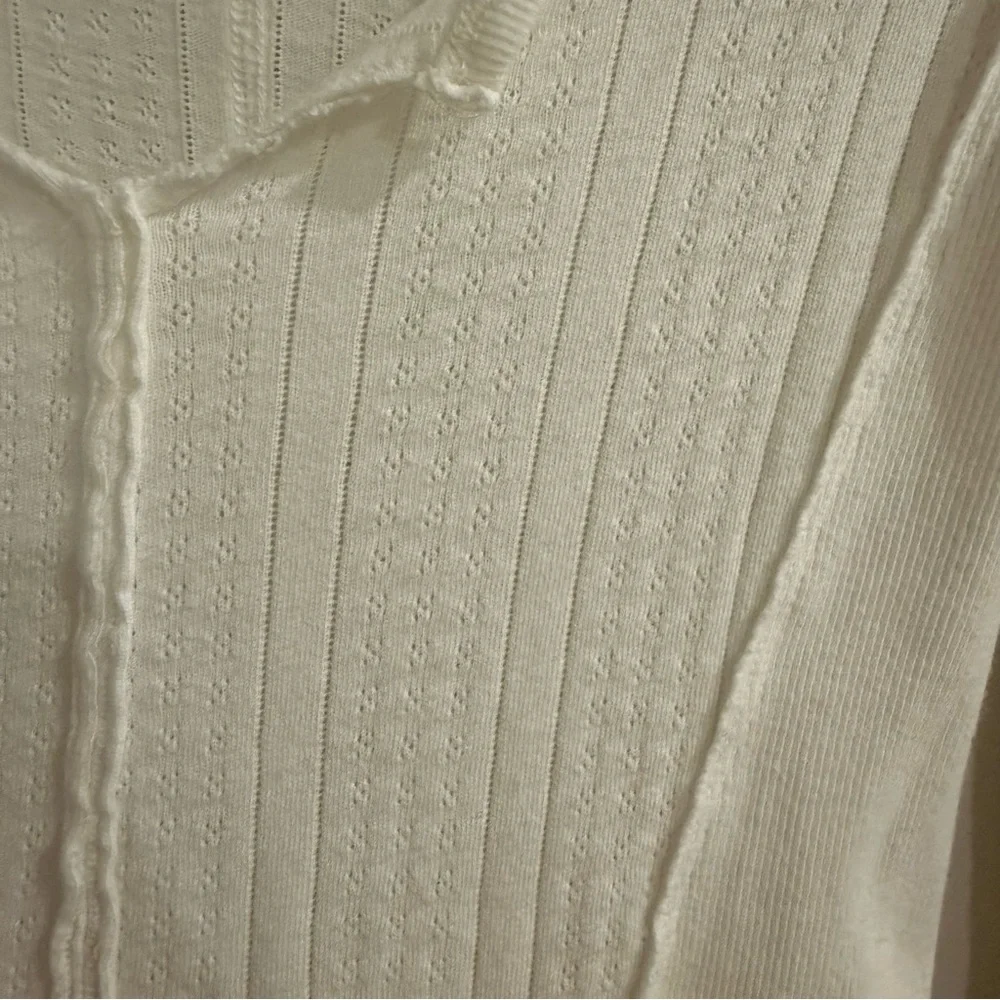 Free People-We The Free Cream Long Sleeve Pointelle Top-Eyes on You-Birch - Picture 8 of 12